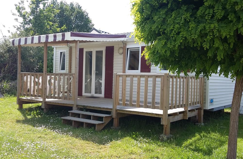 terrasse- Mobilhome Oceane 2 chambres 4 personnes - Camping Larmor Baden Le Diben, Golfe du Morbihan